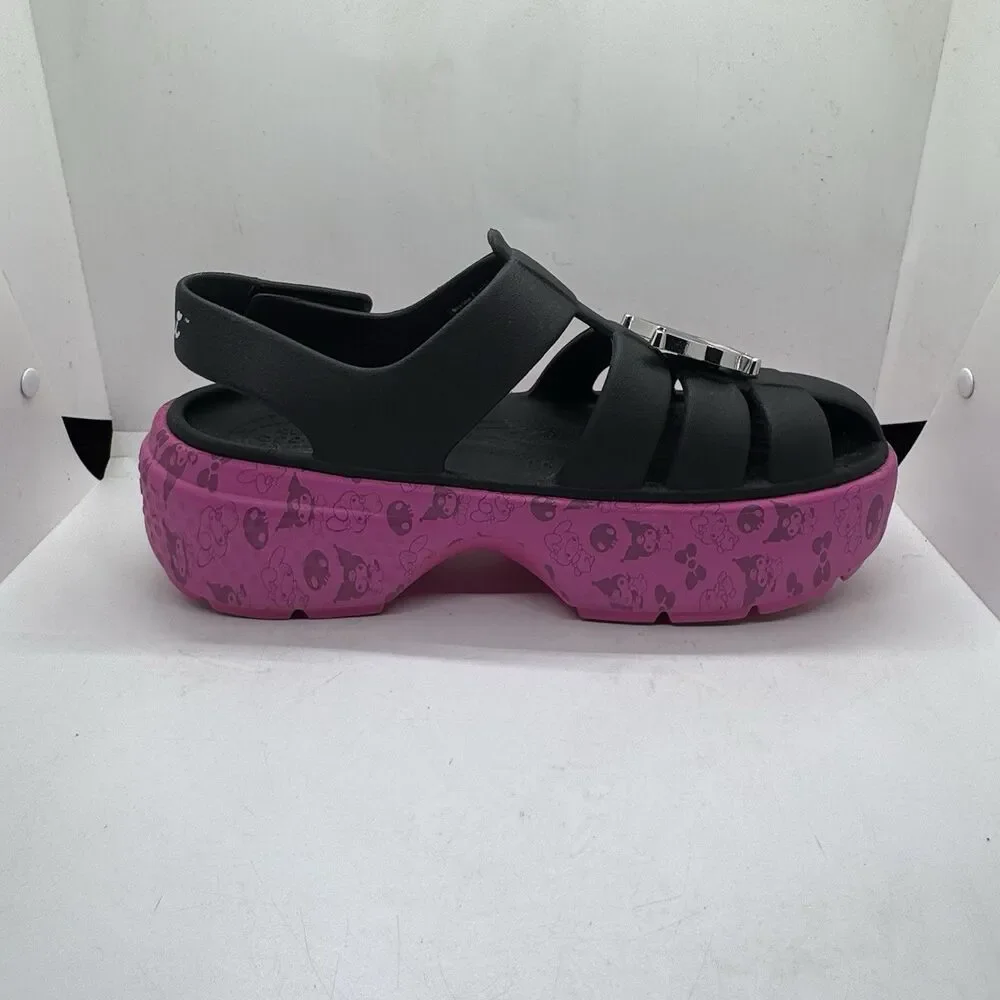 Crocs MY MELODY KUROMI STOMP SANDAL Womens 10 Sanrio Black Pink Purple